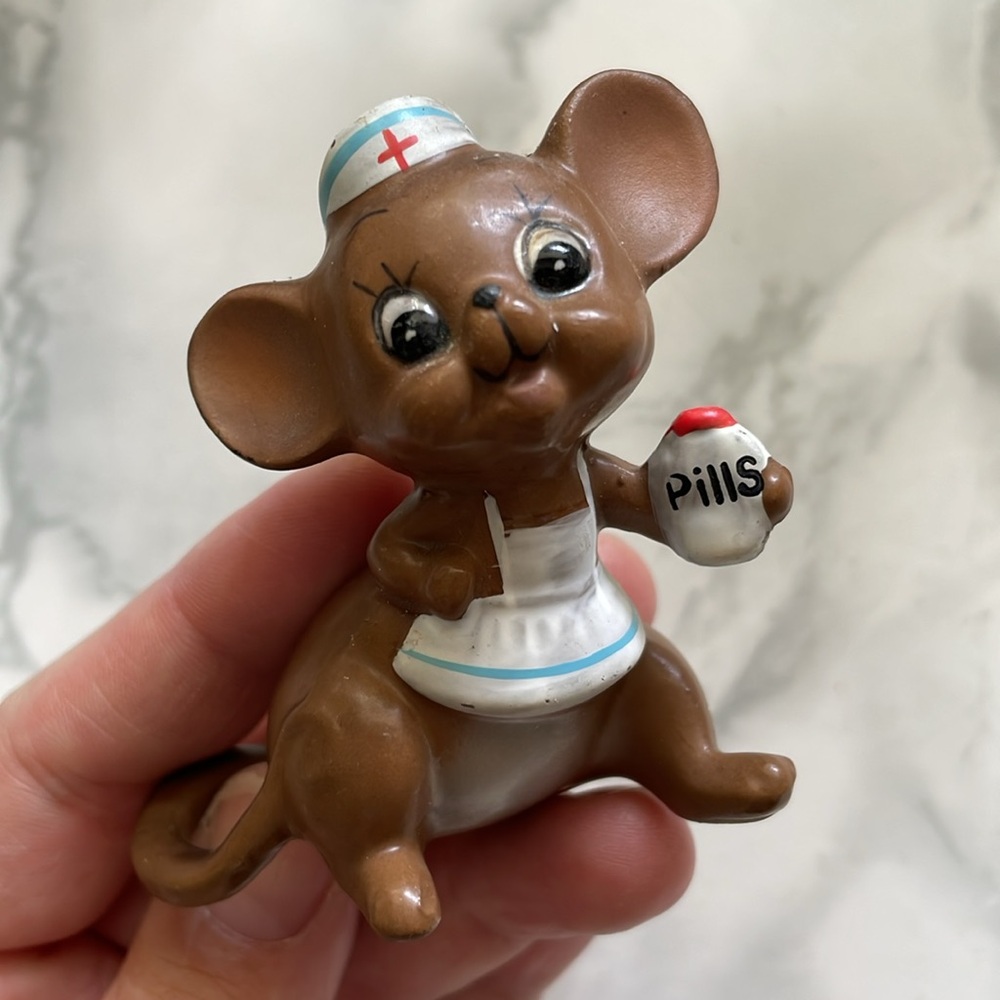 Vintage Josef Originals Nurse Mouse Village Figurine